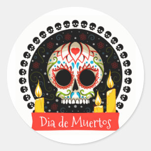 Pegatina Redonda Halloween: Día de los muertos