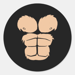 Pegatina Redonda Halloween Disstume Fun Mono Gorila Chest Suit Ha