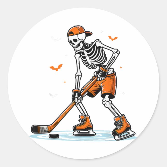 Pegatina Redonda Halloween divertida Halloween de hockey sobre hiel (Anverso)