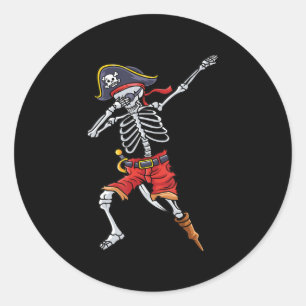 Pegatina Redonda Halloween Divertido Para Los Hombres Con Esqueleto