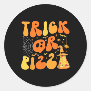 Pegatina Redonda Halloween Divertido Truco O Pizza Scary Ghost Deco