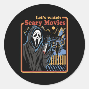 Pegatina Redonda Halloween Divertido Vamos A Ver Fantasma Películas