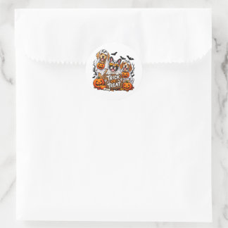Pegatina Redonda Halloween Dog Trick or Treat Sticker – Cute Spooky