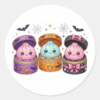 Pegatina Redonda Halloween Dumpling Squishies en Misterio Brillante