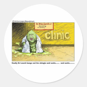 Pegatina Redonda Halloween : El Dr Leech No Tiene Clientes Regalos 