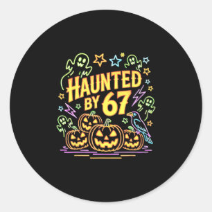 Pegatina Redonda Halloween Embrujado 67 Seis Siete Meme 1 (6)