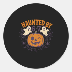 Pegatina Redonda Halloween Embrujado Embrujado 67 Número 67 Seis Si