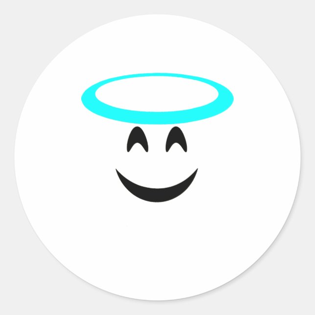 Pegatina Redonda Halloween Emoji disstume cara sonriente Halo (Anverso)