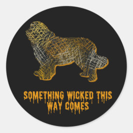 Pegatina Redonda Halloween en Newfoundland Dog Silhouette