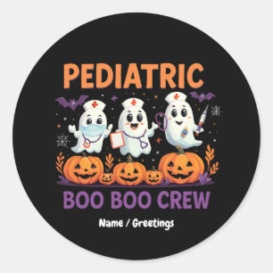 Pegatina Redonda Halloween Enfermera Pediátrica Boo Crew Funny Spoo