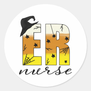 Pegatina Redonda Halloween Er Nurse