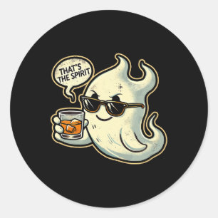 Pegatina Redonda Halloween es divertido en Guay Ghost Whiskey Pun M
