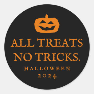 Pegatina Redonda Halloween es divertido y no hay trucos a favor del
