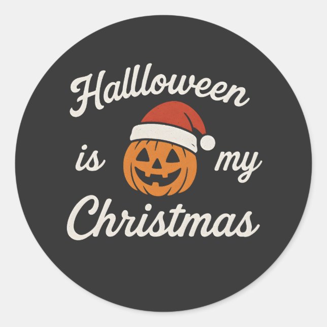 Pegatina Redonda Halloween es mi Navidad  (Anverso)