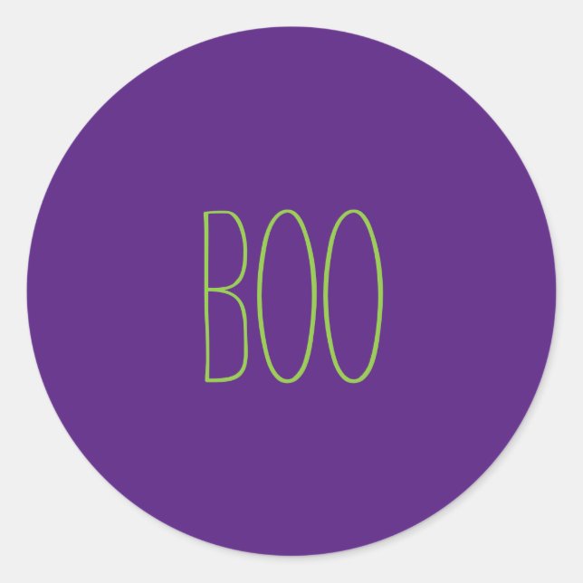 Pegatina Redonda Halloween escrito a mano con espanto verde púrpura (Anverso)