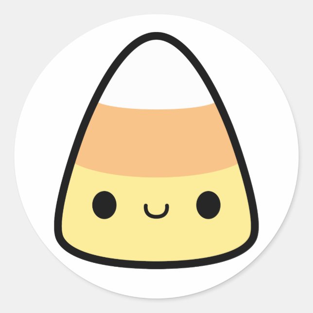 Pegatina Redonda Halloween espeluznante Kawaii Candy Corn (Anverso)