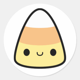 Pegatina Redonda Halloween espeluznante Kawaii Candy Corn Classic R