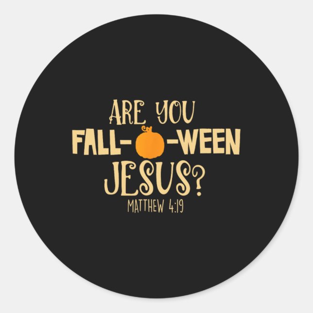 Pegatina Redonda Halloween estás cayendo entre Jesucristo Mateo (Anverso)