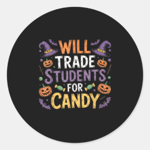 Pegatina Redonda Halloween: Estudiantes De Comercio Para Mujeres De