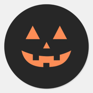 Pegatina Redonda Halloween Fall Scary Jack O' Lantern Pumpkin