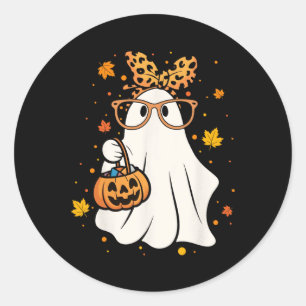 Pegatina Redonda Halloween Fantasma Gles Cute Leopardo Ndana Mujere