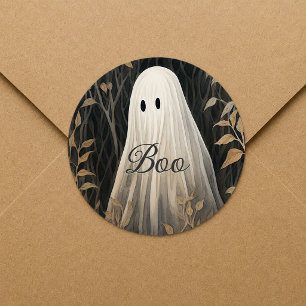 Pegatina Redonda Halloween Fantasma Gótico