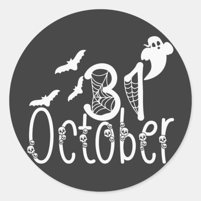 Pegatina Redonda Halloween fantasmal 31 de octubre (Anverso)