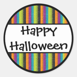 Pegatina Redonda Halloween feliz a rayas