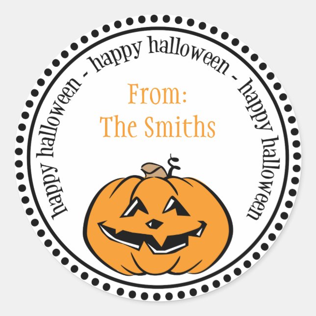 Pegatina Redonda Halloween feliz calabaza Dot Círculos (Anverso)