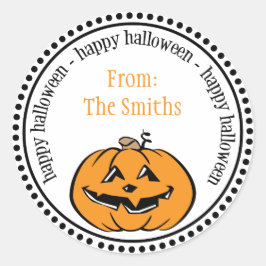 Pegatina Redonda Halloween feliz calabaza Dot Círculos