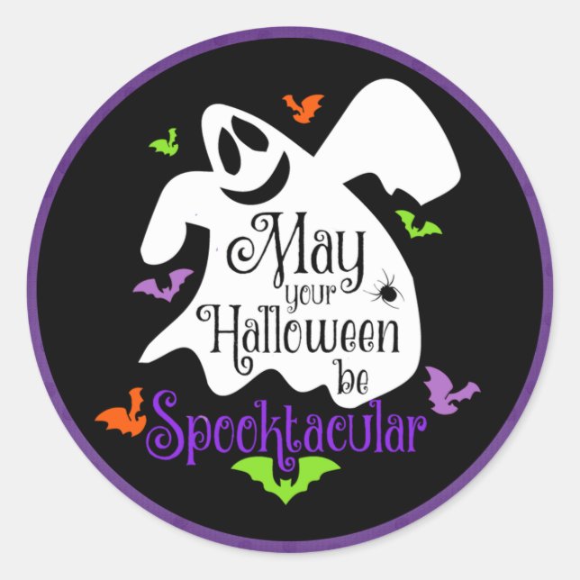 Pegatina Redonda Halloween - Feliz Fantasma Spooktacular (Anverso)