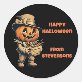 Pegatina Redonda Halloween festivo Jack o lantern