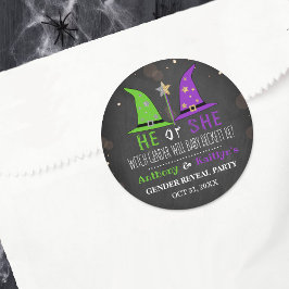 Pegatina Redonda Halloween Fiesta de revelación de género femenino