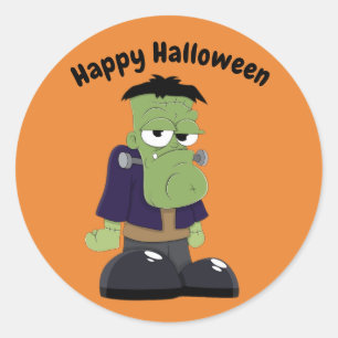 Pegatina Redonda Halloween Frankenstein