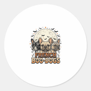 Pegatina Redonda Halloween Frenchie Boo Dogs Divertido Vintage_1