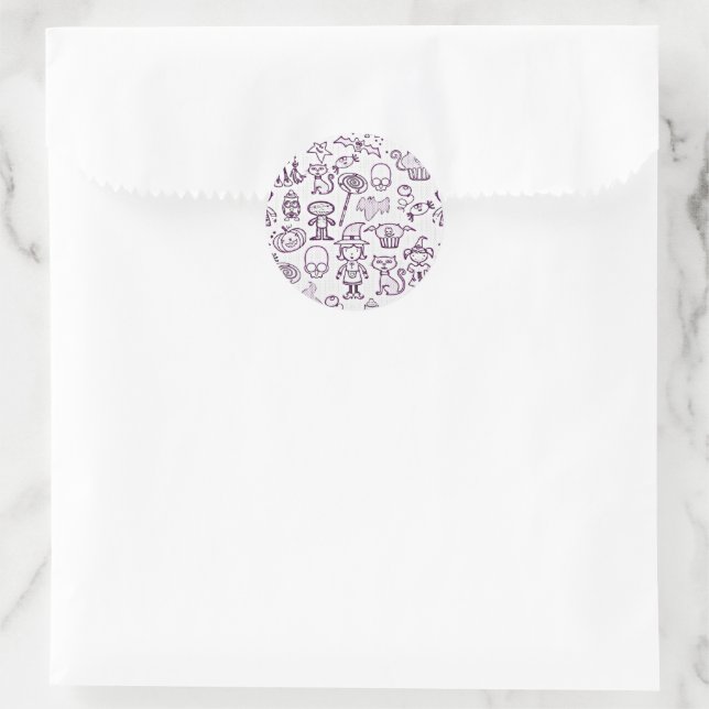Pegatina Redonda Halloween Fun Purple (Bolso)