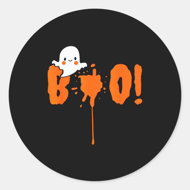 Pegatina Redonda Halloween Funny Cute Ghost Boo! Design Gift  (Anverso)