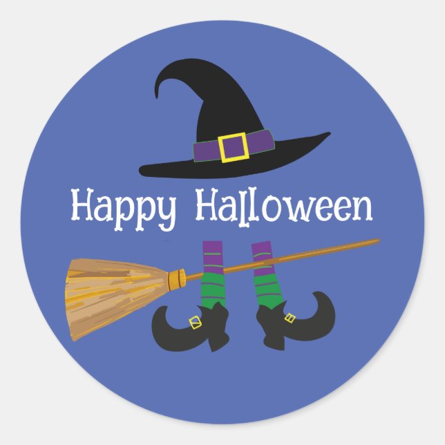 Pegatina Redonda Halloween Funny Cute Witch (Anverso)