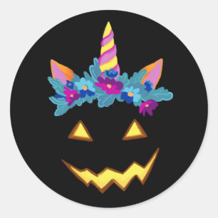 Pegatina Redonda Halloween Funny Jack o Lantern Pumpkin