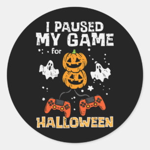 Pegatina Redonda Halloween Gamer detuvo mi juego disfraz hombres ch