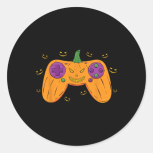 Pegatina Redonda Halloween Gamer disstume calabaza temerosa hombres