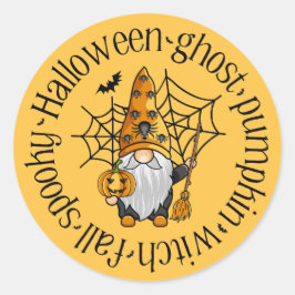 Pegatina Redonda Halloween Ghost Bmpkin Witch Fall Spookone Gnome