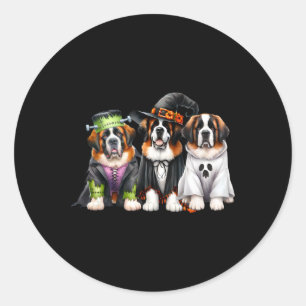 Pegatina Redonda Halloween Ghost Costume Perro de Bruja San Bernard