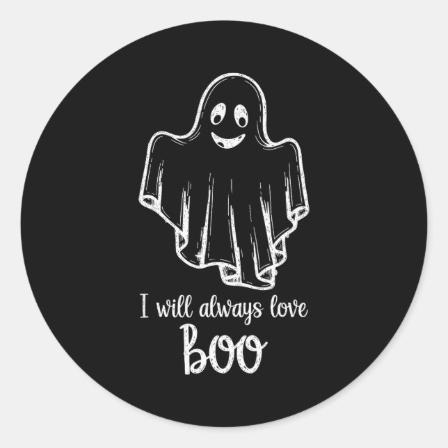 Pegatina Redonda Halloween Ghost I Will Always Love Boo  (Anverso)