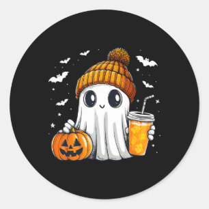Pegatina Redonda Halloween Ghost Pumpkin Spice Latt Otoño