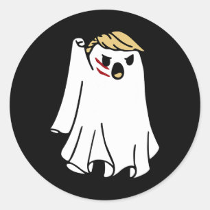 Pegatina Redonda Halloween Ghost Trump Primera pelea bombeada toma