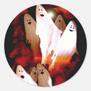 Pegatina Redonda Halloween Ghosts