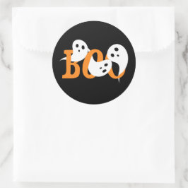 Pegatina Redonda Halloween Ghosts Boo Black