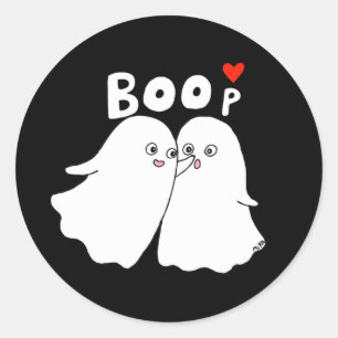 Pegatina Redonda Halloween Ghosts Boo Funny Ghost Boop favor
