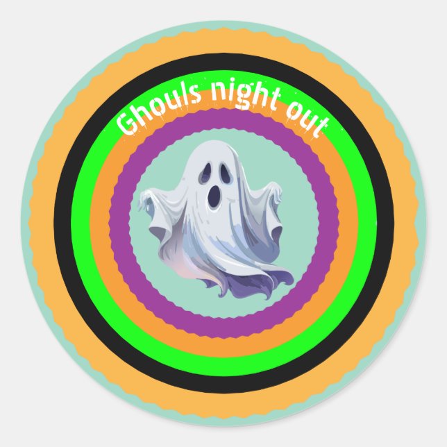 Pegatina Redonda Halloween Ghouls Night Out (Anverso)
